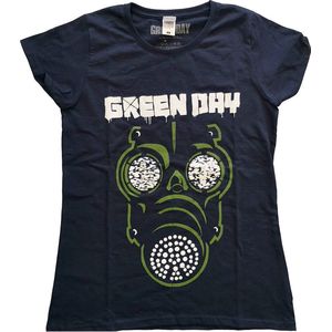 Green Day - Green Mask Dames T-shirt - L - Blauw