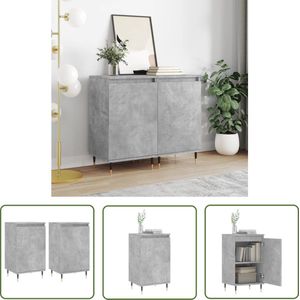The Living Store Dressoirs 2 st 40x35x70 cm bewerkt hout betongrijs - Dressoir - Betongrijs - Houten Dressoir - Vintage Dressoir - Salontafel