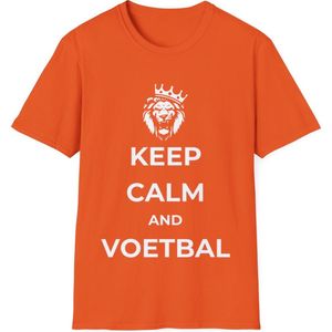 EK MERCH - Keep Calm And Voetbal - MAAT L (Maat S-2XL beschikbaar) - EK Voetbal 2024 - T shirts - Unisex T-shirt - Oranje shirts - Support Nederland met dit Voetbal shirt