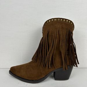 Cowboylaarzen - Bruin - Laag - Met Franjes en Studs - 23 cm Hoog