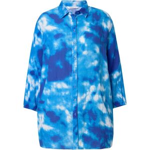 Angel of Style Angel of Style - Dames - Mousseline overhemdblouse batikpatroon - Blauw - Maat 54