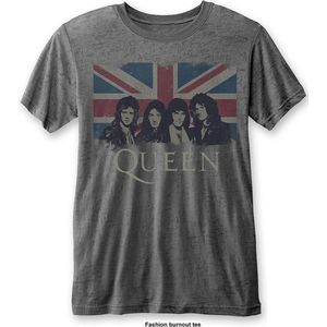 Queen - Vintage Union Jack Heren T-shirt - 2XL - Grijs