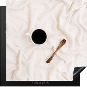 KitchenYeah® Inductie beschermer 60x60 cm - Koffie - Lepel - Mok - Kookplaataccessoires - Afdekplaat voor kookplaat - Inductiebeschermer - Inductiemat - Inductieplaat mat - Keuken decoratie