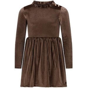 Like Flo - Mara Flo girls dress with buttons at shoulder choco - Choco - Maat 104