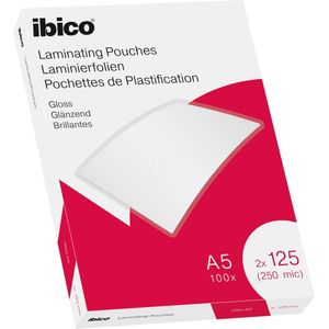 Ibico Lamineerhoezen - voor A5 Documenten - 2 x 125 Micron -  100 stuks - Glanzend