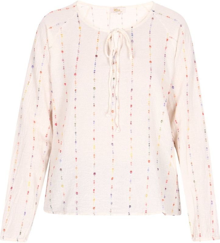 usha - FESTIVAL - Blouse - Geel Groen Pink Offwhite - Lange Mouw