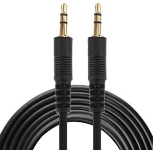 Aux-kabel, 3,5 mm male mini-plug stereo audiokabel, lengte: 3 m (zwart + vergulde connector)