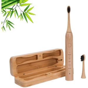 Elektrische Tandenborstel Bamboe – 5 Standen – Inclusief 2 Opzetborstels – Oplaadbaar via USB – Duurzaam & Milieuvriendelijk
