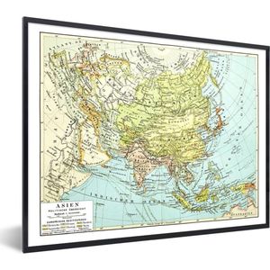 Fotolijst incl. Poster - Klassieke wereldkaart Azië - 40x30 cm - Posterlijst