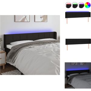 vidaXL Hoofdbord - Klassiek LED - Bed - Afmeting- 163x16x78/88 cm - Kleur- Zwart - Materiaal- Polyester - Bewerkt hout - Massief larikshout - Bedonderdeel