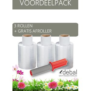 voordeelset van 5 mini-rollen transparante rekfolie / stretchfolie / wikkelfolie / krimpfolie + GRATIS afroller