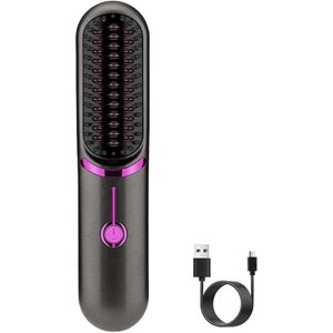 Styling Cordless Hair Smoothing Brush -Elektrische Haarborstel - Zwart/paars
