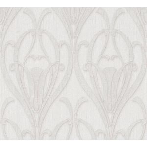 ART DECO BEHANG | Ornamenten Met Glans - wit crème zilver - Livingwalls Mata Hari