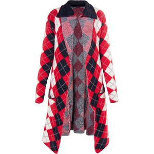 myMo - ROCKS - Gebreid Vest - Bloedrood / Zwart / Wit