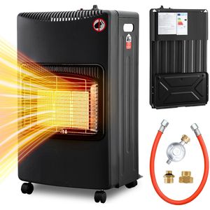 Mobiele Gaskachel – 3 Warmteniveaus 4200W – Keramisch Zwart - met Europese Aansluiting