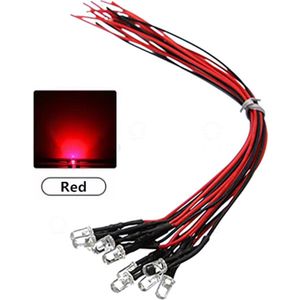 Knipper Led 5mm Blinking met kabel 12V - 10 stuks- kleur Rood
