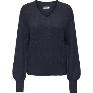 Only - Onllucilla LS Glitter V-Neck KNT - Gebreide Trui - Blauw