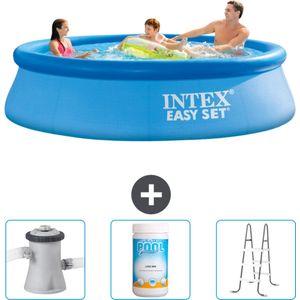 Intex Rond Opblaasbaar Easy Set Zwembad - 305 x 76 cm - Blauw - Inclusief Zwembadfilterpomp - Chloor - Ladder