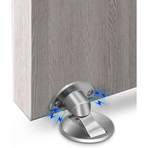 Magnetische deurstopper - Roestvrijstalen variant met onzichtbare vloermagneet