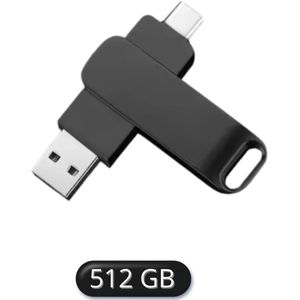 Perfect speed - Usb sticks 512 GB - Dual Port - 512GB - USB-C - USB 3.2 - Zwart - 3 jaar garantie