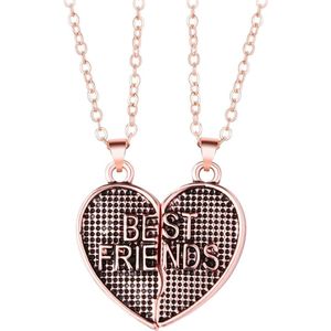 Fako Bijoux® - Vriendschapsketting - BFF Ketting - Hart Rosé Goud - Best Friends - Magnetisch - Rosé Goudkleurig