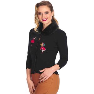 Banned - Vintage Christmas Holiday Cardigan - M - Zwart