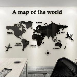 Wereldkaart Muurschilderingen - Achtergrond Slaapkamer Muurstickers met Wereldkaart Motief - Interieurdecoratie - Woonkamer Decor - Zelfklevende Wandsticker - Creatieve Wandversiering met Wereldkaart Design