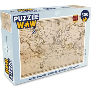 Puzzel Wereldkaart - Vintage - Bruin - Educatief - Legpuzzel - Puzzel 500 stukjes