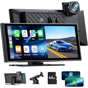 Equivera Carplay Scherm - Carplay Scherm - Carplay Monitor - Draagbare Carplay Scherm - Draadloze Scherm voor Carplay - Autoscherm - Apple Carplay - Android Carplay - Touchscreen Display - Dashcam
