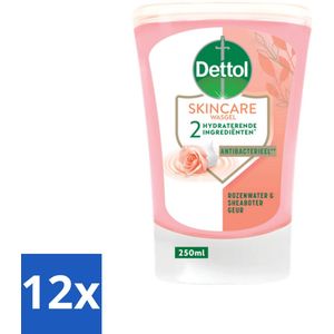 Dettol - Wasgel Navulling - Skincare - Rozenwater & Sheaboter - 250 ml - Voordeelverpakking - 12 stuks