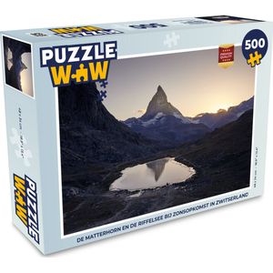 Puzzel De Matterhorn en de Riffelsee bij zonsopkomst in Zwitserland - Legpuzzel - Puzzel 500 stukjes