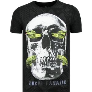 Skull Snake - Vette T shirt Mannen - 6326Z - Zwart