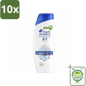 10 x Head & Shoulders - Shampoo - 2-in-1 - Classic - 100% Roosvrij - 400 ml - Grootverpakking - Roos Shampoo - Anti-roos Shampoo - Shampoo Conditioner - Hoofdhuidverzorging - Haarverzorging