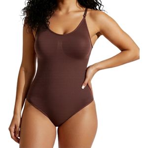 Corrigerende Body dames - Bruin - Maat S - Naadloos - corrigerende bodysuit - onzichtbare body - Bodysuit zonder beugel - corrigerend ondergoed dames - corrigerende string - shapewear