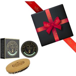 Velihan Beardcare - Baardverzorging Duo Pack Baardbalsem Cedar Pine & Baardborstel - Cadeau voor mannen - Vaderdag Cadeau - Cadeau voor hem - Cadeau voor Kerst - Valentijdsdag mannen - Giftset mannen - Geschenkset man - Cadeauset verjaardag