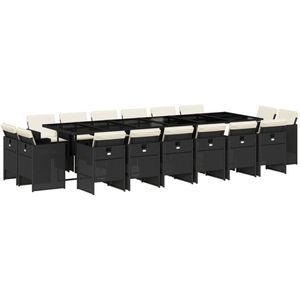 vidaXL 17-delige Tuinset met kussens poly rattan zwart - Tuinset - Tuinsets - Loungeset - Tuintafel