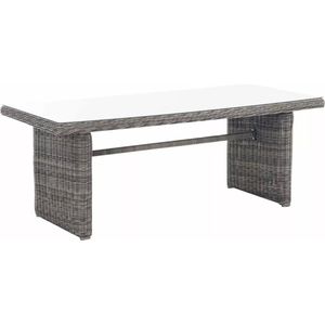 In And OutdoorMatch Glastafel Sabina - Tuintafel rotan wicker - Eettafel - Buitentafel - Salontafel - Grijs - 199cm