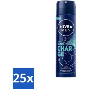 Nivea - Men - Deodorant - Spray - Ultra Charge - 150 ml - Bulkverpakking - 25 stuks