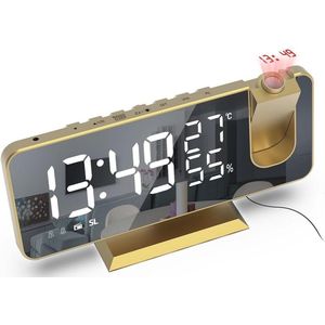 Digitale Projectiewekker met 7,5 inch LED Spiegel, FM Radio, Dubbele Alarmfunctie en 180° Projector