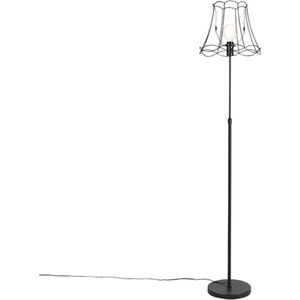QAZQA parte fl - Klassieke Vloerlamp | Staande Lamp met kap - 1 lichts - H 1750 mm - Zwart - Woonkamer | Slaapkamer