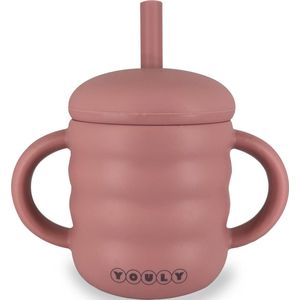 Youly® Rietjesbeker Bubble - Drinkbeker Kinderen - Beker met rietje en deksel - Babyservies - Vintage Roze - Siliconen - 160 ml