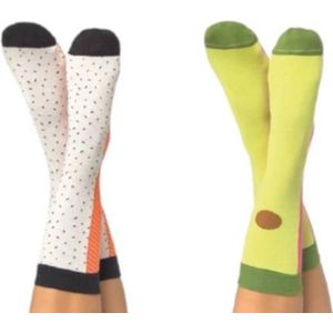 Doiy Sokken Poke Katoen/polyester Wit/lime 2 Stuks