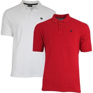 2-Pack Donnay - Polo (Noah) - Sportpolo - Heren - White/Berry-red (286) - maat XXL