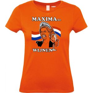 Dames T-shirt MAXIMAal Wijnen | Koningsdag kleding | oranje t-shirt | Oranje dames | maat XS