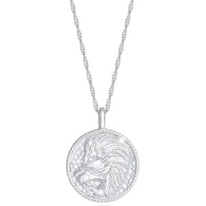 Elli Dames Halsketting Dames Zodiac Leo Coin Antieke Trend Astro in 925 Sterling Zilver