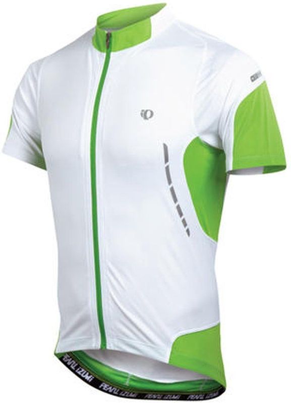Pearl Izumi - Elite Jersey - Sportshirt - Wit met Groen - Aangesloten Pasvorm