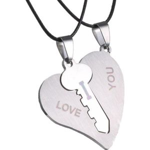 Fako Bijoux® - Vriendschapsketting - BFF Ketting - RVS - Hart Met Sleutel