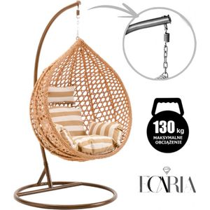Cocoon hangende schommelstoel met K gestreepte kus