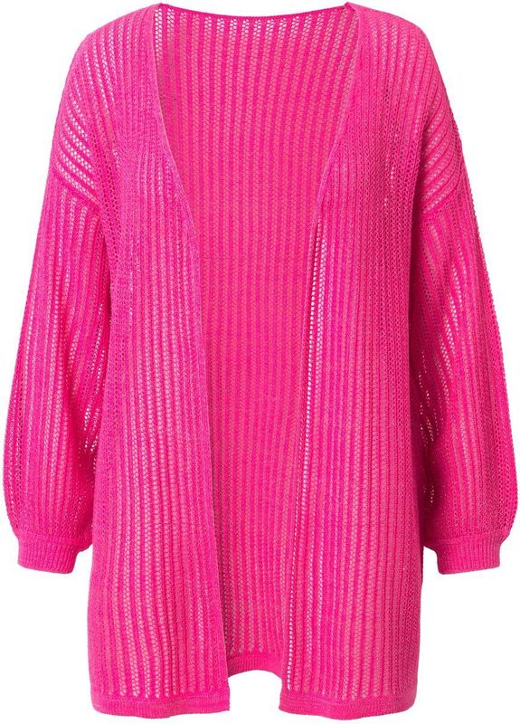 Angel of Style Angel of Style - Dames - Gebreid vest boxy pasvorm - Hibiscusrood - Maat 42+