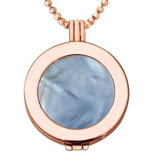 Munthouder met Ketting en Munt 33mm Schelp Blauwkleurig - Rosegoudkleurig - ERHS890